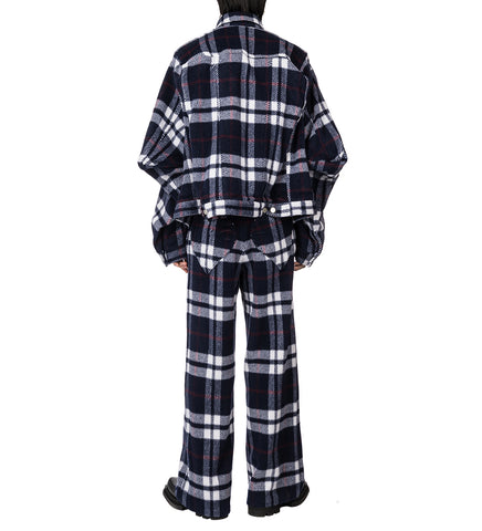 NATASHA ZINKO CHECK WIDE PANTS BLUE/WHITE