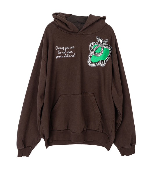 SNAKE CHENILLE PATCH HOODIE CHOCOLATE