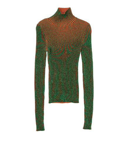 HIGH NECK CYBER KNIT TOP ORANGE