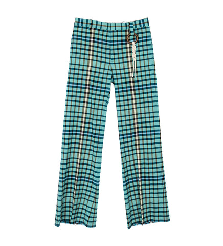 GOLDEN TROUSERS GREEN BLURRY SEERSUCKER