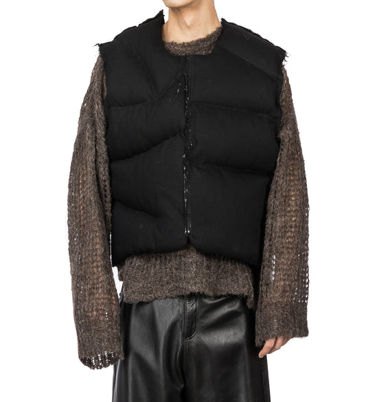 AIREI HANDSTITCHED DENIM VEST BLACK