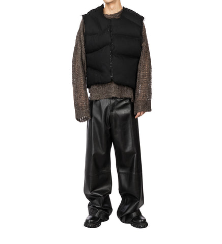 HANDSTITCHED DENIM VEST BLACK