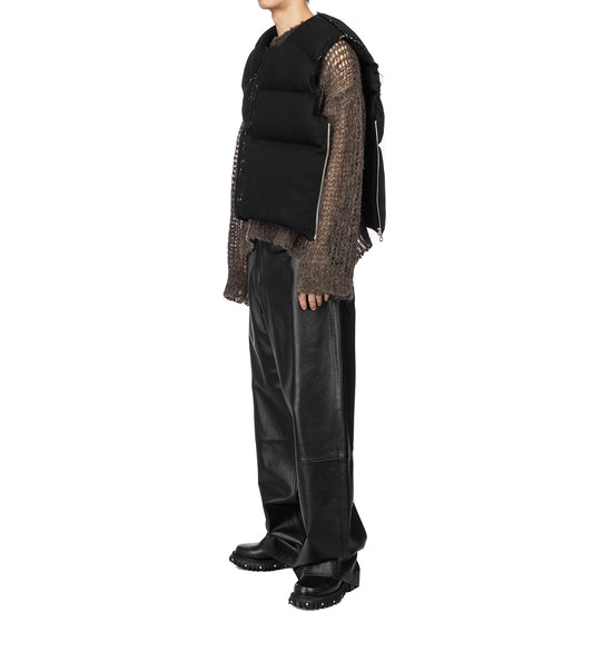 AIREI HANDSTITCHED DENIM VEST BLACK