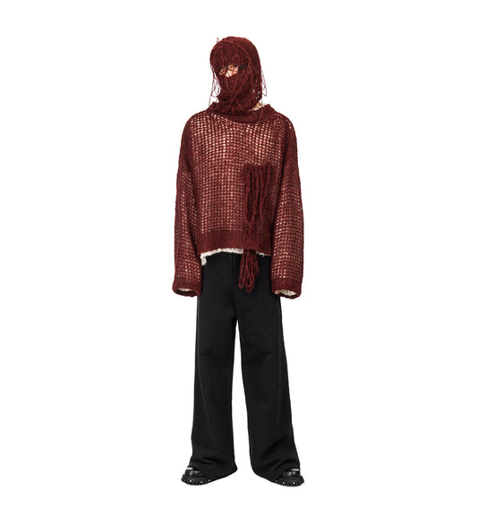 AIREI HAND KNIT BALACLAVA RED MIX