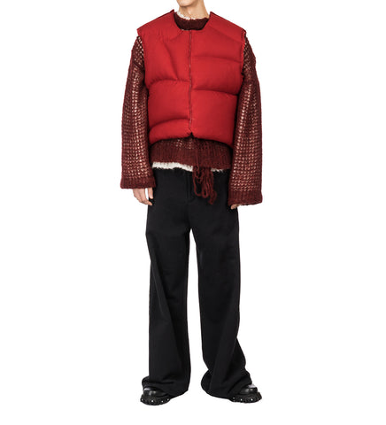 HAND STITCHED WOOL VEST RED
