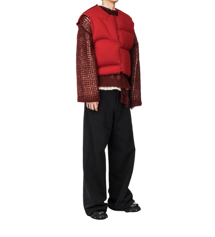 HAND STITCHED WOOL VEST RED