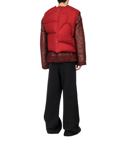 HAND STITCHED WOOL VEST RED