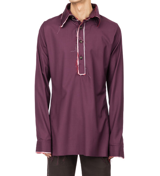EDWARD CUMING FITTED POLO DRESS SHIRT PURPLE/RED/PINK