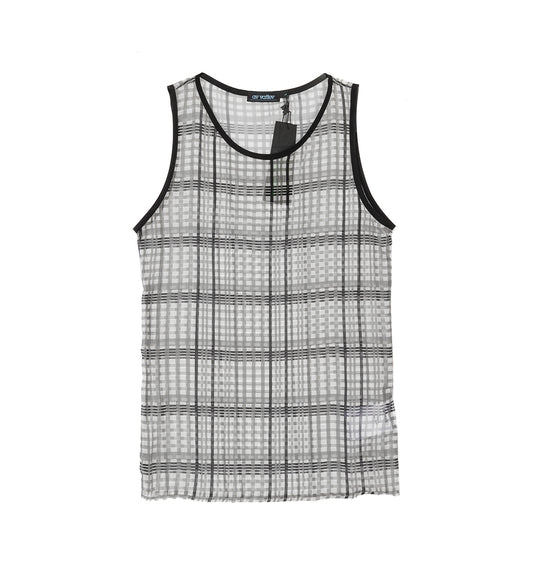 SHEER TANK TOP CHECK PRINTED