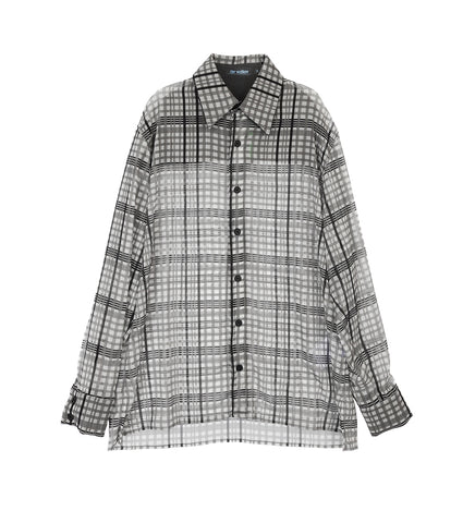 AV VATTEV OVERSIZED SHEER CHECK PRINTED SHIRT