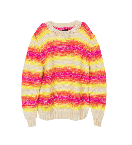 FLURO HANDKNIT CREW PINK / YELLOW