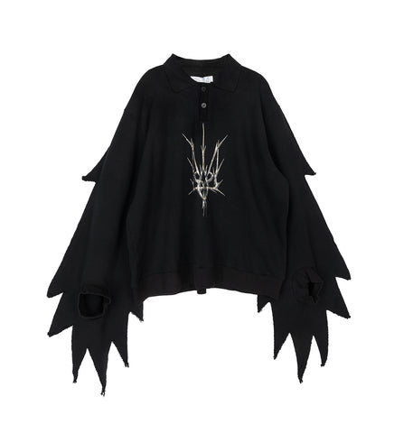 TRIDENT PRINT HOODIE WINGS BLACK