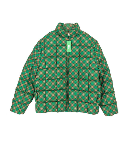 PRINTED QUILTED PUFFER GREEN PLAID