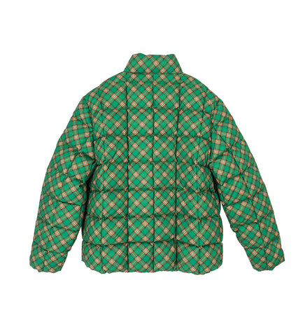 PRINTED QUILTED PUFFER GREEN PLAID