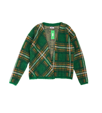 JACQUARD PLAID CARDIGAN GREEN PLAID