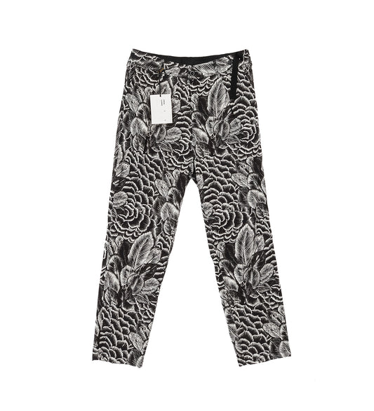 4SDESIGNS FB PLEAT PANT BLACK CAMELIA PRINTED