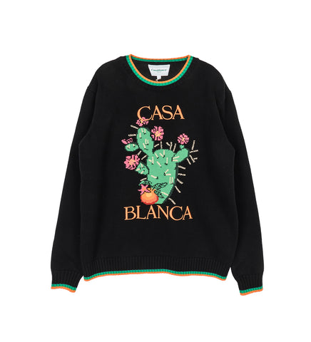INTARSIA SWEATER CACTUS ET ORANGE BLACK