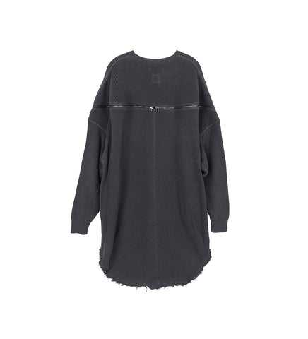 FACETASM HIGH LOW ZIPPER KNIT CHARCOAL