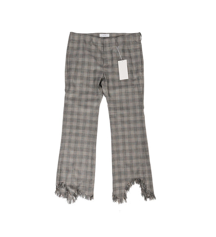 FACETASM FRINGE FLAIR CHECK PANTS GREY CHECK