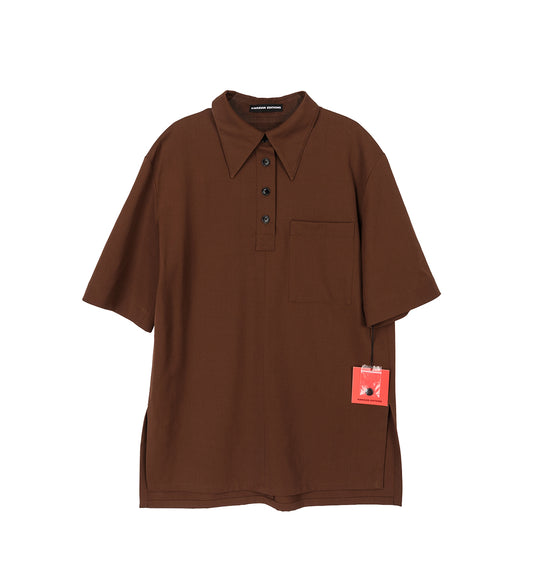 KWAIDAN EDITIONS OVERSIZED POLO SHIRT CHOCOLATE