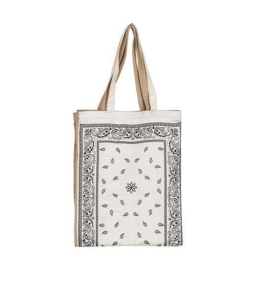 Y/PROJECT SCARF PRINT TOTE BAG CREAM/WHITE