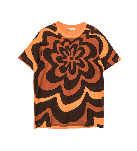MARNI FLOWER MOTIF T-SHIRT MAROON