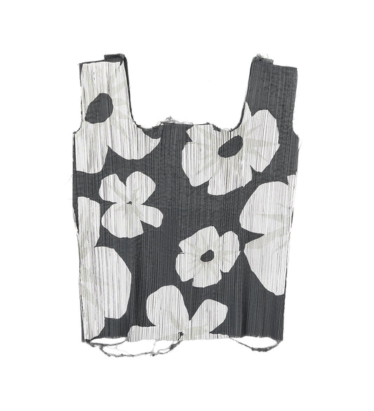 BOTTER PLEATED BAG TOP WITH WHITE FLOWER PRINT GREY