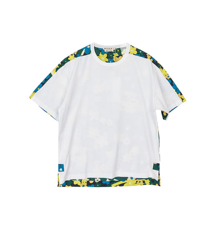 MARNI FLORAL PANELLED S/S T-SHIRT WHITE MIX