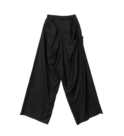 NATASHA ZINKO DOUBLE WAIST BOX PANTS BLACK