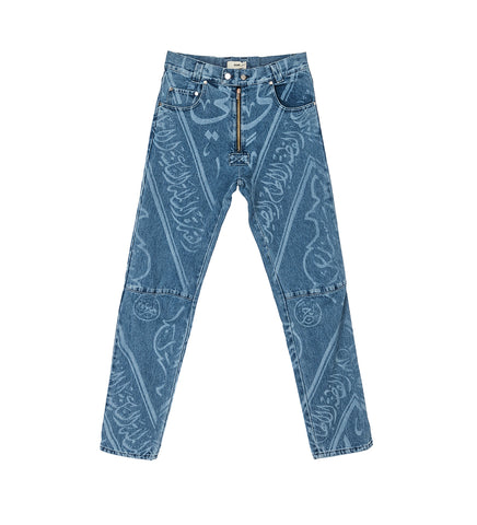 GMBH 5 POCKET DENIM TROUSERS WITH PRINT INDIGO