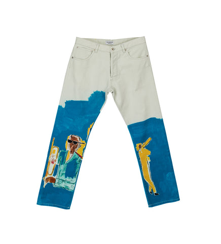 HONEY FUCKING DIJON BASQUIAT DENIM PANTS BLUE