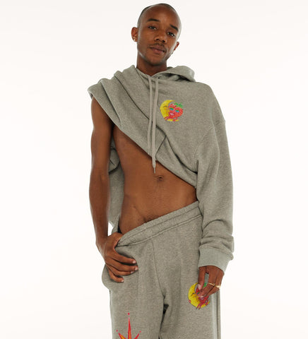 ALLY BO PERENNIALS PRINTED HOODY GREY