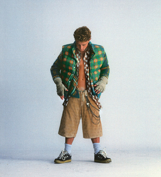 JACQUARD PLAID CARDIGAN GREEN PLAID